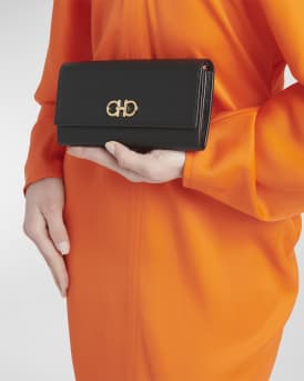 Gancino Flap Leather Wallet on Chain