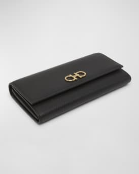 Gancino Flap Leather Wallet on Chain