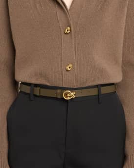 Brass Knot Skinny Leather Belt 