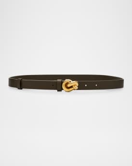 Brass Knot Skinny Leather Belt 