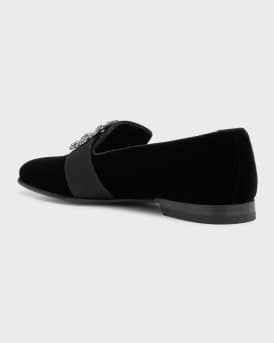 Men's Crystal Buckle Suede Loafers