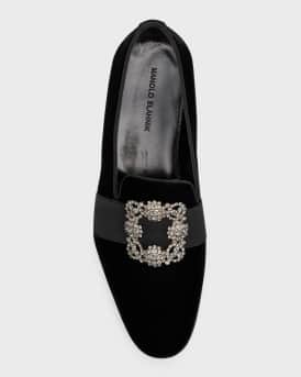 Men's Crystal Buckle Suede Loafers