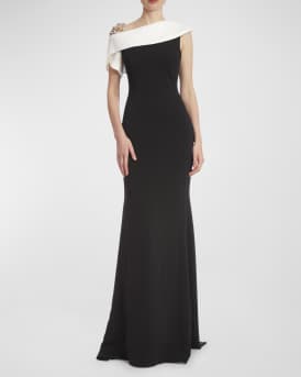 Asymmetric Rhinestone-Embellished Gown