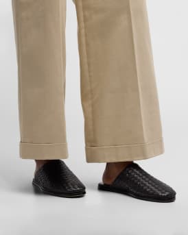 Intrecciato Woven Leather Mule Slippers