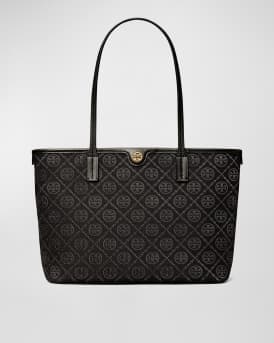 Small T Monogram Zip Canvas Tote Bag