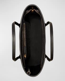 Small T Monogram Zip Canvas Tote Bag