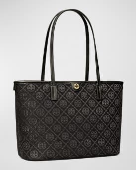 Small T Monogram Zip Canvas Tote Bag