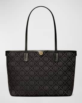 Small T Monogram Zip Canvas Tote Bag