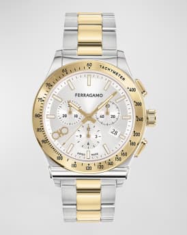 Men's 42mm Ferragamo 1927 Chrono Watch with Bracelet Strap, Two Tone