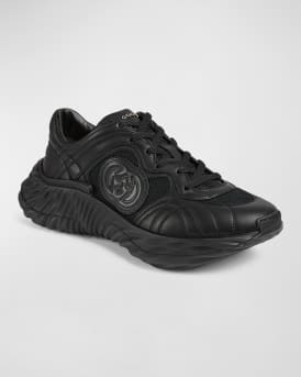 Men's Ripple Mesh and Leather Low-Top Sneakers