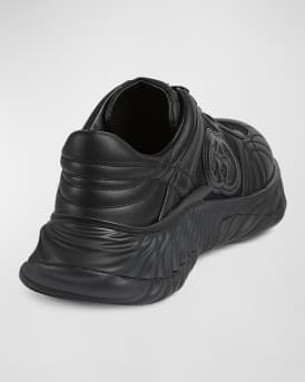 Men's Ripple Mesh and Leather Low-Top Sneakers