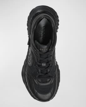 Men's Ripple Mesh and Leather Low-Top Sneakers