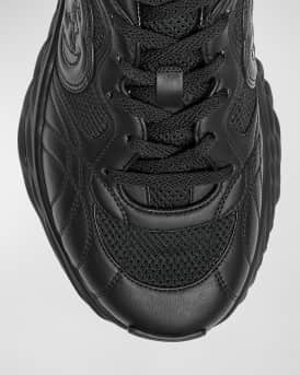 Men's Ripple Mesh and Leather Low-Top Sneakers