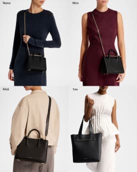 Nano Metal Bar Leather Tote Bag