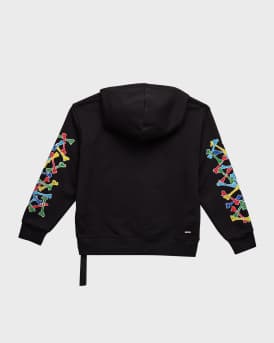 Kid's Bones Scribble Cotton Hoodie, Size 4-12
