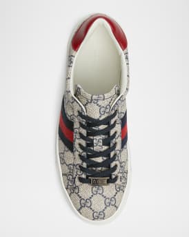Ace Monogram Canvas Low-Top Sneakers