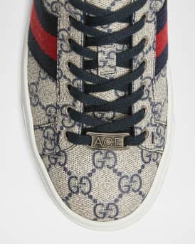 Ace Monogram Canvas Low-Top Sneakers