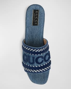 Jane Logo Denim Slide Sandals