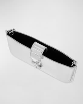 Phone Metallic Faux-Leather Chain Crossbody Bag