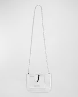 Phone Metallic Faux-Leather Chain Crossbody Bag