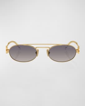 Gradient Metal Oval Sunglasses