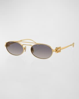 Gradient Metal Oval Sunglasses