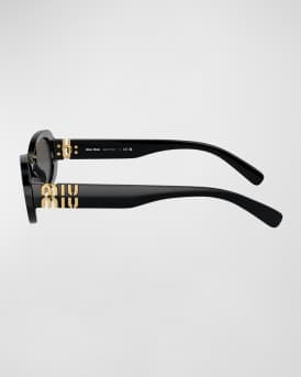 Logo Acetate Oval Sunglasses