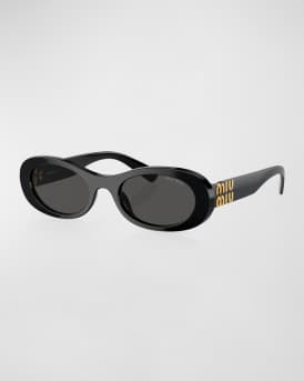 Logo Acetate Oval Sunglasses