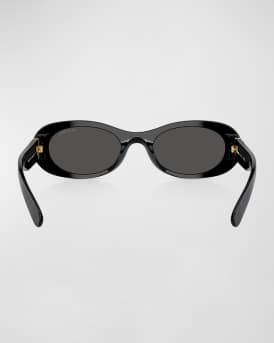 Logo Acetate Oval Sunglasses