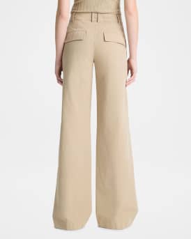 Mid-Rise Wide-Leg Cotton Trousers
