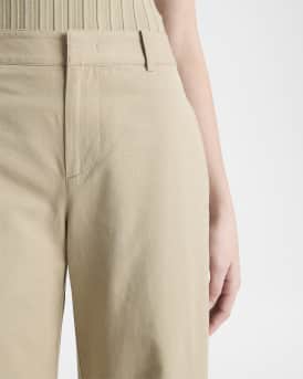 Mid-Rise Wide-Leg Cotton Trousers