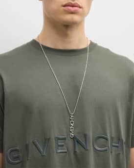 Men's Crystal Logo Lettering Pendant Necklace