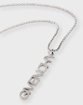 Men's Crystal Logo Lettering Pendant Necklace