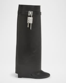 Shark Lock Wide Leather Boots
