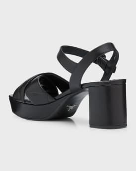 Quilted Leather Ankle-Strap Platform Sandals