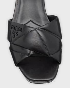 Quilted Leather Ankle-Strap Platform Sandals