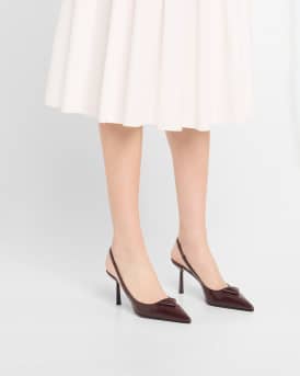 Patent Padded Triangle Slingback Pumps
