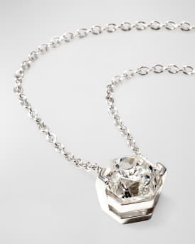 18K White Gold Hexagonal Diamond Necklace, 0.7tcw