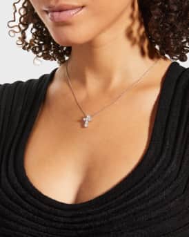 18k Diamond Square-Set Cross Pendant Necklace