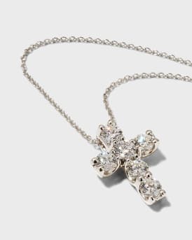 18k Diamond Square-Set Cross Pendant Necklace