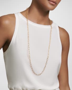 Elongated Oval Link Necklace in 18K Gold, 6mm, 36"L