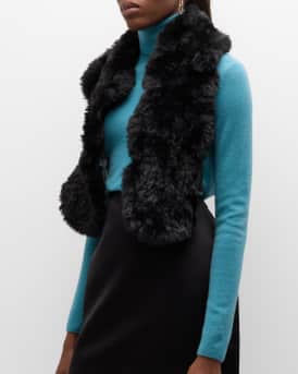 Faux Rex Rabbit Fur Knit Scarf