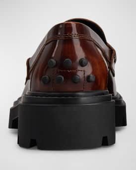 Leather Lug-Sole Penny Loafers