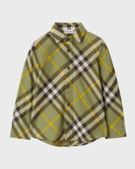 Burberry Boy s Owen Bias Check Button Front Shirt Size 3 14 Neiman Marcus