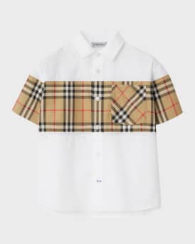 Burberry Boy's Devon Check Inset Short-Sleeve Shirt, Size 4-14