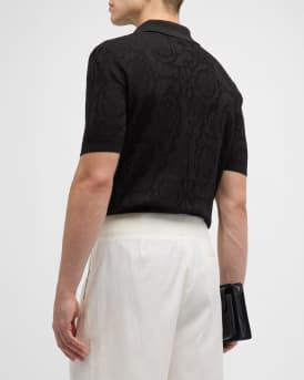 Men's Tonal Barocco Knit Polo Shirt