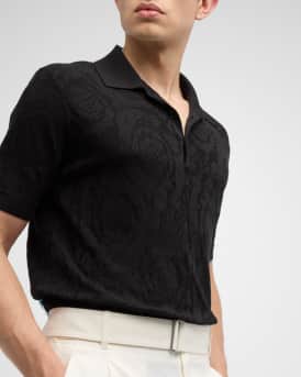Men's Tonal Barocco Knit Polo Shirt