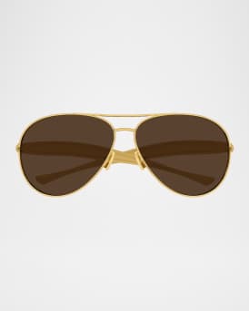 Curved Metal Aviator Sunglasses 