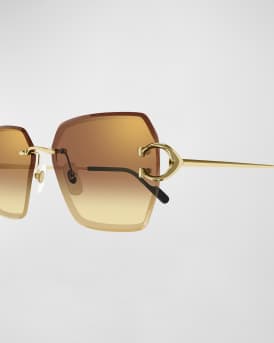 Rimless Metal Butterfly Sunglasses 