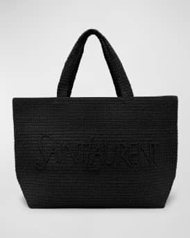 East-West Logo Raffia Tote Bag